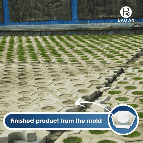 Hexagon paver mold with round hole 200 - 4