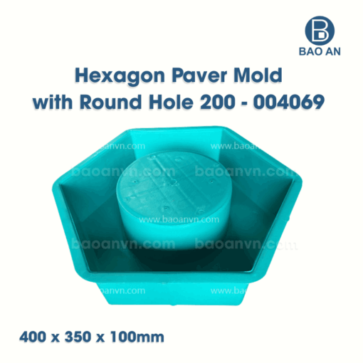 Hexagon paver mold with round hole 200 - 2
