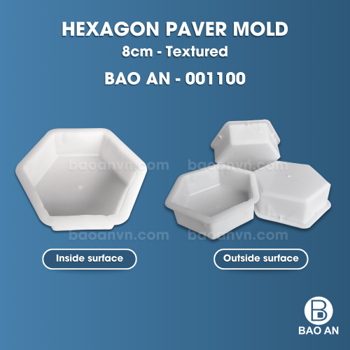 Hexagon paver mold 8cm textured 2