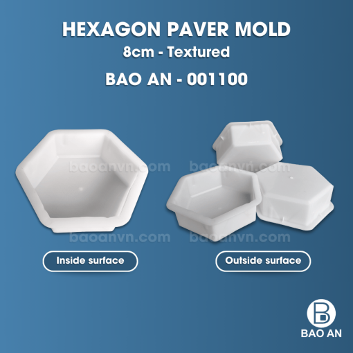Hexagon paver mold 8cm textured 2