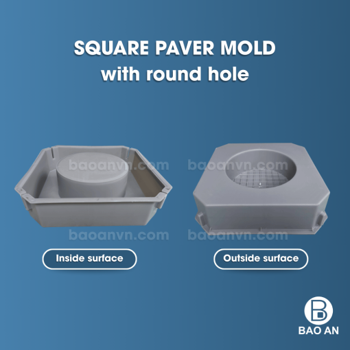 Square paver mold with round hole 2