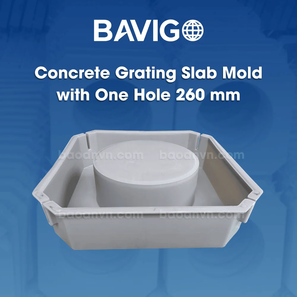 Concrete grating slab mold with one hole 260 01