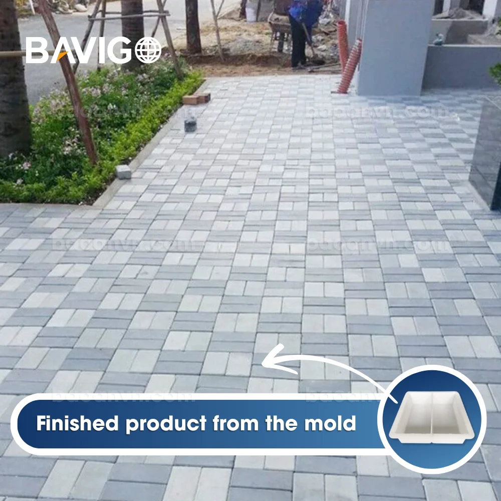 Double rectangular textured concrete paver mold 001023 03