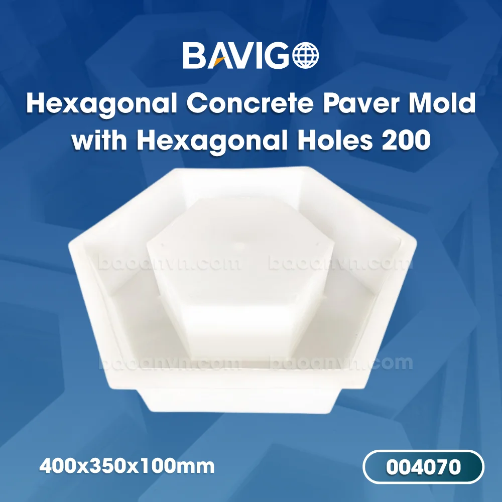 Hexagonal concrete paver mold with hexagonal holes 200 004070 01