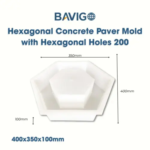 Hexagonal concrete paver mold with hexagonal holes 200 004070 02