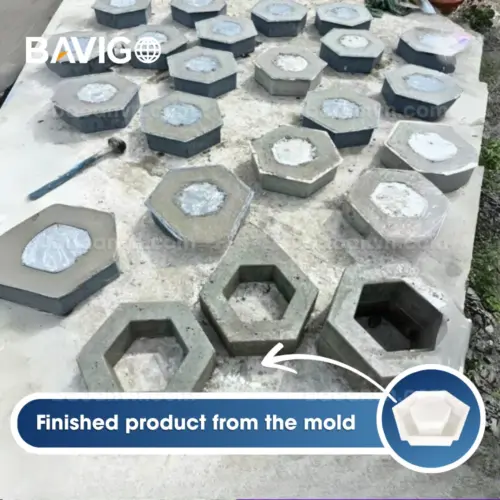 Hexagonal concrete paver mold with hexagonal holes 200 004070 03