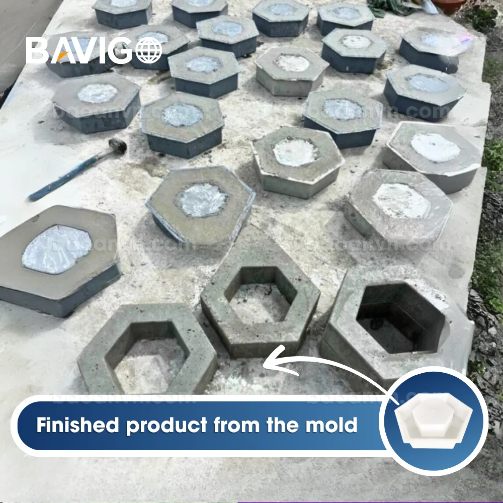 Hexagonal concrete paver mold with hexagonal holes 200 004070 03