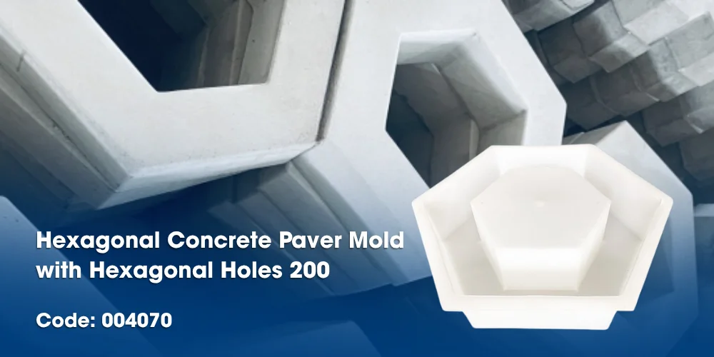 Hexagonal concrete paver mold with hexagonal holes 200 004070 04
