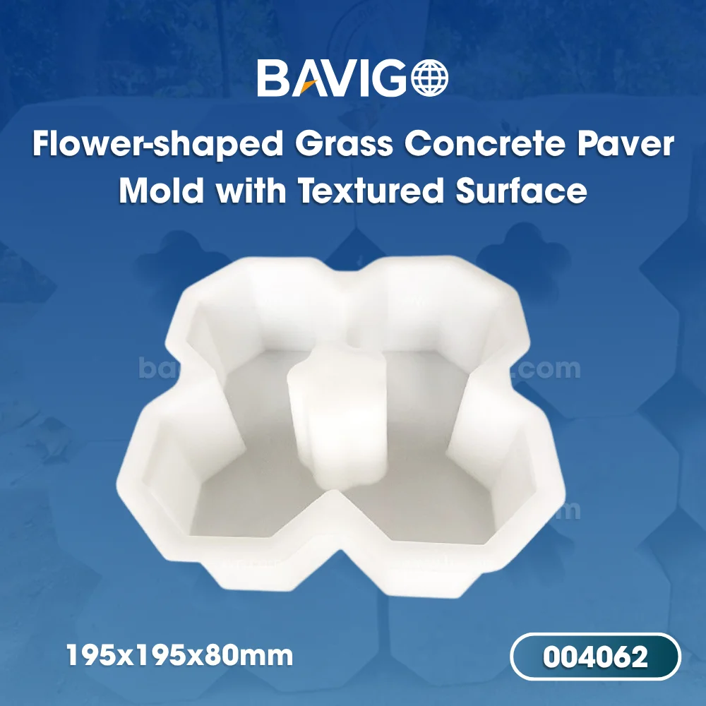 Flower-shaped grass concrete pave mold with textured surface 004062 01