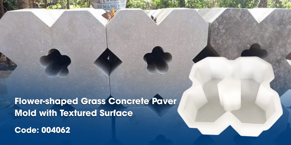 Flower-shaped grass concrete pave mold with textured surface 004062 05
