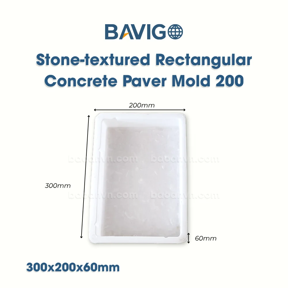 Stone-textured rectangular concrete paver mold 200 003050 03