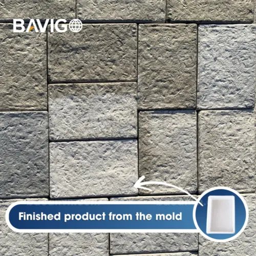 Stone-textured rectangular concrete paver mold 200 003050 04